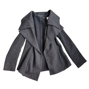 Theory Dark Gray Open Front Wool Blend Coat